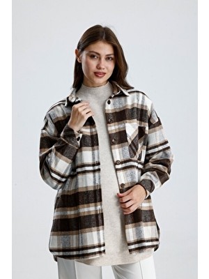 Katlin Maternity Wear Hamile Kareli Desen Oduncu Gömlek, Yün Pamuk Karışımlı Kumaş