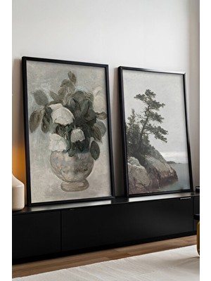 Huhuli Ahşap Siyah Çerçeveli 2’li Modern Tablo HUHU275