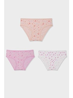 Baykar Kız Çocuk Pamuklu Renkli Baskılı Bikini Külot 3'lü Paket 5352 Renkli