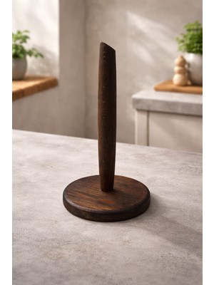 Elizi Ahşap Ceviz Rengi Ahşap Lüks Kağıt Havluluk Konik Kesimli