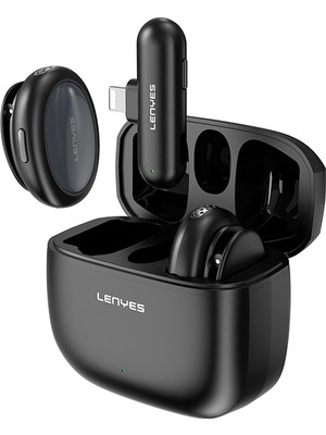 Lenyes LM211-L Yapay Zeka Destekli Lightning Portlu Kablosuz Yaka Mikrofonu Siyah