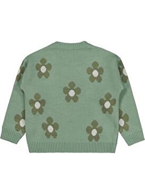 Civil Girls Civil Kız Çocuk Haki Renk Papatya Desenli Uzun Kol Kazak Bisiklet Yaka