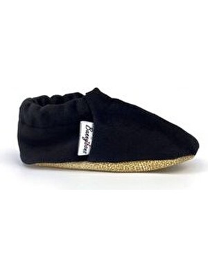 Bunnybons Siyah Kadife Bebek Patik Kaydırmaz Taban Dokuma Malzeme ile Şık Tasarım