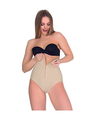 Bejamonti Kadın Yüksek Bel Slip Korse Bej Renk Dokuma Kumaş Sıkılaştırıcı Model L - XL