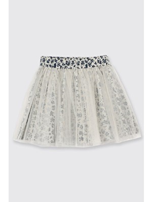 Panço Kız Bebek Tütü Bej Etek Çiçekli Desenli Regular Kalıp Kumaş ile Şık ve Rahat