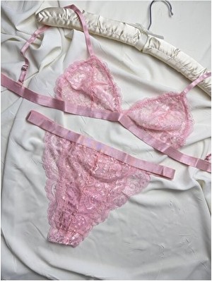 Rozenin Lingerie Balensiz Bant Detaylı Dantelli Bralet Sütyen Takımı
