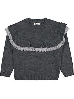 Civil Girls Roba Fırfırlı 2-5 Yaş Kazak - Gri 4-5 Yaş