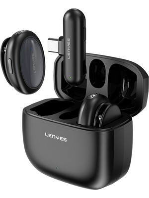 Lenyes LM211-TC Yapay Zeka Destekli Type-C Portlu Kablosuz Yaka Mikrofonu Siyah