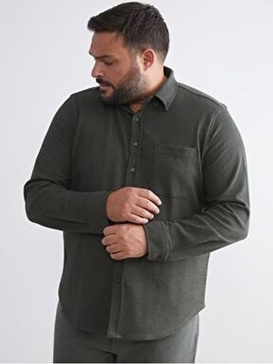 LC Waikiki Lcwaıkıkı Classic Büyük Beden Dokulu Erkek Gömlek