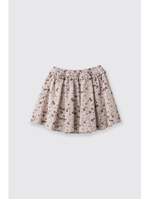 Panço Kız Bebek Beli Lastikli Fırfır Detaylı Çiçek Desenli Iç Astarlı Ekru Etek