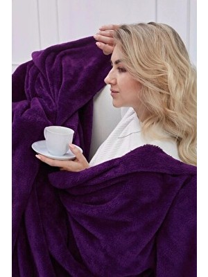 Mislina Home Deluxe Wellsoft Tv Battaniyesi - 4 Mevsim Peluş Polar Battaniye Mor 100X150 cm