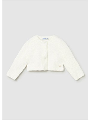 Mayoral Kız Bebek Tüylü Hırka %100 Pamuk Baskılı Uzun Kol Bisiklet Yaka Desenli