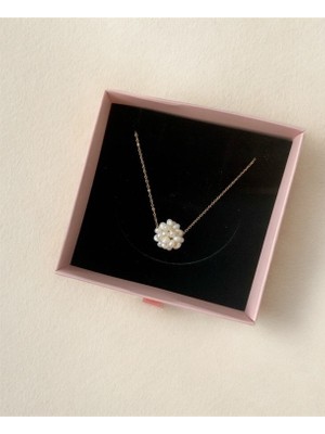 Taşmir Sertifikalı Gerçek Çiçek Inci Kolye - 45 cm Çelik Zincirli