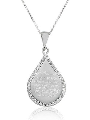 Erseyy Gümüş Damla Ayetel Kürsi Bayan Kolye