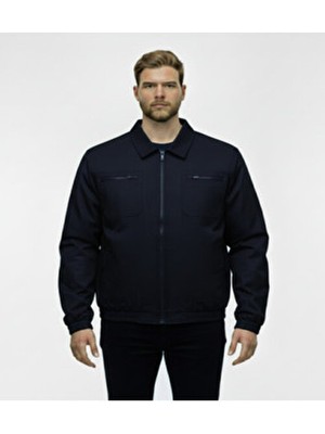 Lifeguard Kadın Büyük Beden Lacivert Mevsimlik Pamuklu Mont Ceket Gömlek Yaka Orta Kalınlık