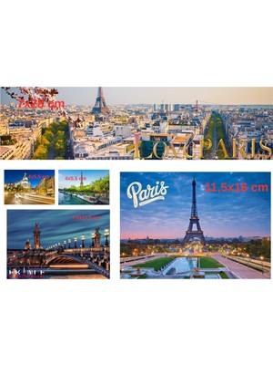 Tasarımistan Fransa Paris Şehir Buzdolabı Magnet Seti 5 Farklı Fotoğraflı