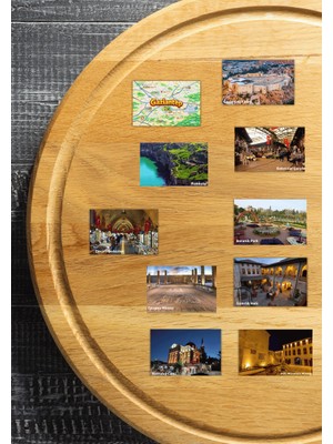 Tasarımistan Gaziantep Magnet Seti 10 Adet 8,5x6 cm Tarihi ve Kültürel Yerler Serisi Mıknatıslı