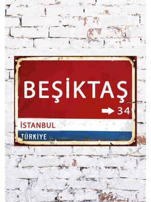 Tasarımistan Retro Beşiktaş Tabelası 10X15 cm Mıknatıslı Magnet