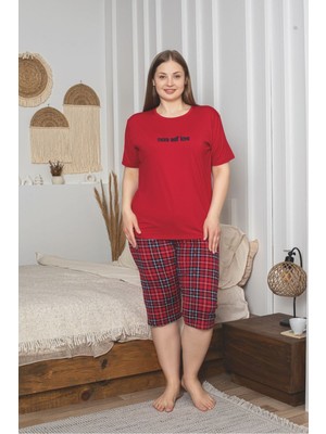 Asel Büyük Beden Likralı Bambu Kapri Pijama Takımı