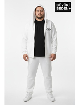 Superlife Erkek Büyük Beden Fermuarlı Kapüşonlu Unified Baskılı Ince Sweatshirt Hırka SPR26BHR924