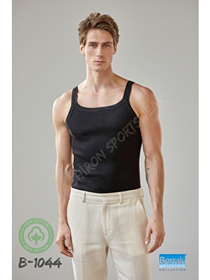 Shiron Sportswear & Company Berrak Siyah İnce Askılı Fitilli Kaşkorse Atlet %100 Pamuk Nefes Alabilir Kumaş ile Günlük Kullanım