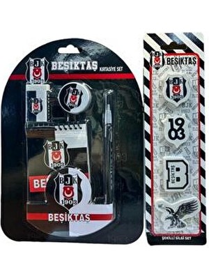 Beşiktaş 4 Lü Kartela Silgi - Kırtasiye Seti