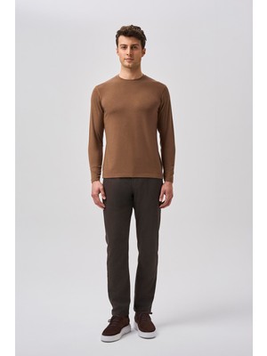 Bisse Bisse Studio Erkek Bisiklet Yaka Triko Taba BSTR25506_D13