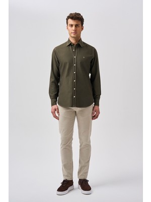 Bisse Bisse Studio Erkek Uzun Kollu Dikiş Detaylı Yeşil Gömlek BSGMGBR25569_D47