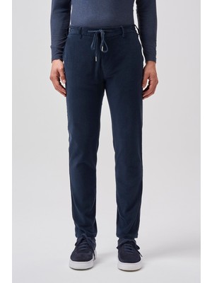 Bisse Bisse Studio Erkek Spor Kadife Pantolon Lacivert BSPNS25K25507_D39