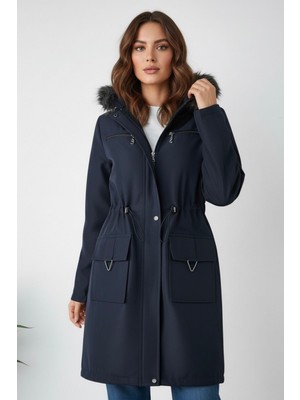 Hiramir Yeni Sezon Kadın Kürk Kapüşonlu Astarlı Mont KS2562