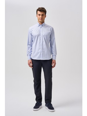 Bisse Bisse Studio Uzun Kollu Regular Fit Pamuk Erkek Mavi Gömlek BSGMEKS252151_E35