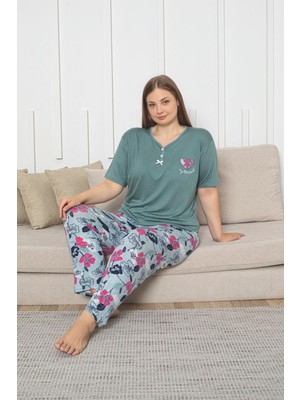 Asel Büyük Beden Likralı Penye Pijama Takımı
