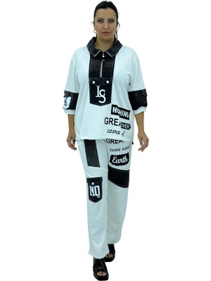 Büyük Beden Kapri Kol Yarım Fermuarlı Lastik Detaylı Salaş Spor Eşofman Takımı Türk Malı La Sortıe