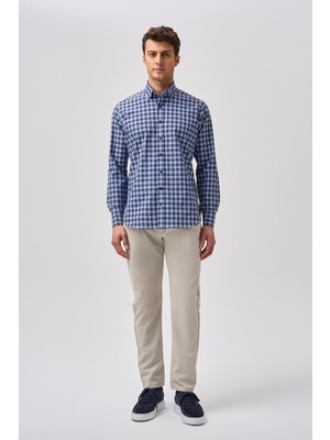 Bisse Bisse Studio Regular Fit Uzun Kollu Lacivert Erkek Gömlek BSGMEKS252125_E39