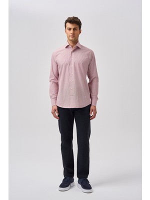 Bisse Bisse Studio Uzun Kollu Regular Fit Italyan Yaka Cepsiz Erkek  Bordo Gömlek BSGMEKS252163_E25