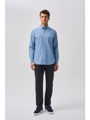 Bisse Bisse Studio Erkek Çift Cepli Koyu Mavi Gömlek BSGMARS25563_36
