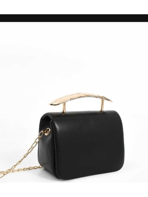 Zynp Gold Metal Saplı Mini El ve Omuz Çantası