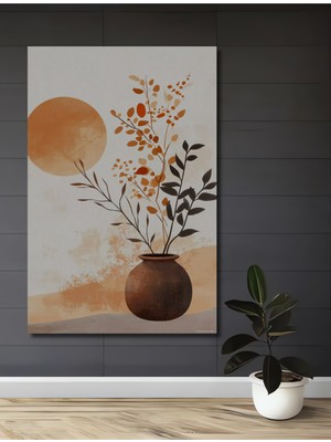 Teona Ahşap Bohem Sanat Vazo Çiçek Desenli Yağlı Boya Görünümlü Ahşap Dekoratif Ev,antre,salon,ofis,mutfak Tablo