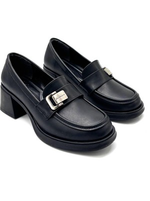 Kindep Milas Kalın Topuklu Günlük Kadın Ayakkabı Siyah