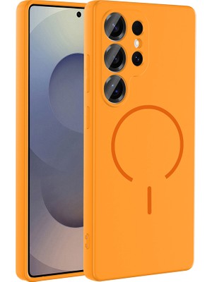 Ecruz Galaxy S25 Ultra Kılıf M-Safe Şarj Özellikli Zore Meta Kapak - Turuncu