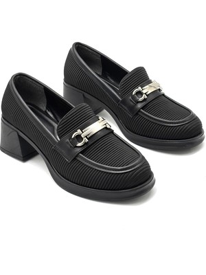 Kindep Kalın Topuklu Günlük Kadın Ayakkabı Siyah