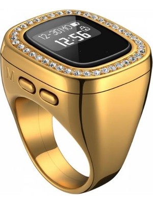 Mi7a Elektronik Tesbih Yüzük 18 mm Zirkon Taş Detaylı Zikirmatik