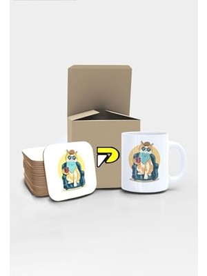 Kedi Tasarımlı Baskılı Kupa Bardak Seti, Eğlenceli Özel Hediye Mug