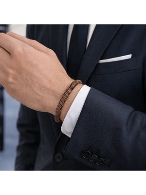 Sevil Gülgün Atelier Özel Seri Saf Bakır El Işçiliği Örme Erkek Bilezik - Tasarım Bileklik