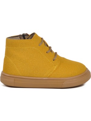 Ayakmod Sarı Süet Bağcıklı Fermuarlı Bebek Bot 823106 B