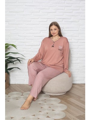 Asel Büyük Beden Likralı Penye Pijama Takımı