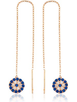 Erseyy 925 Ayar Gümüş Zincirli Nazar Küpe