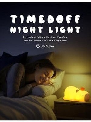 Çocuk Bebek Odası Yatan Kapibara Gece Lambası LED Işıklı Sevimli Figürlü Dokunmatik Silikon Pet