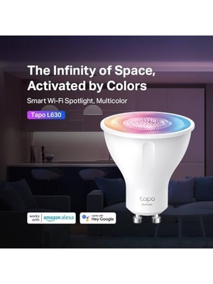 L630, Ayarlanabilir Parlaklık, Çok Renkli, GU10 Lamba Tabanı, Uzaktan Kumanda, Enerji Tasarrufu, Alexa ve ile Çalışır, Hub Gerektirmez, Akıllı Wi-Fi Spot Işığı