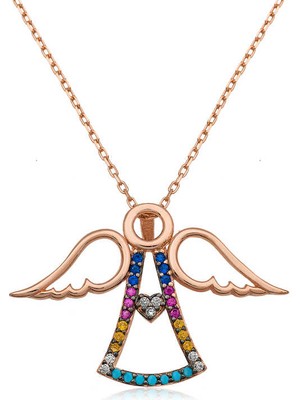 Erseyy 925 Ayar Gümüş Kalpli Melek Kadın Gümüş Kolye